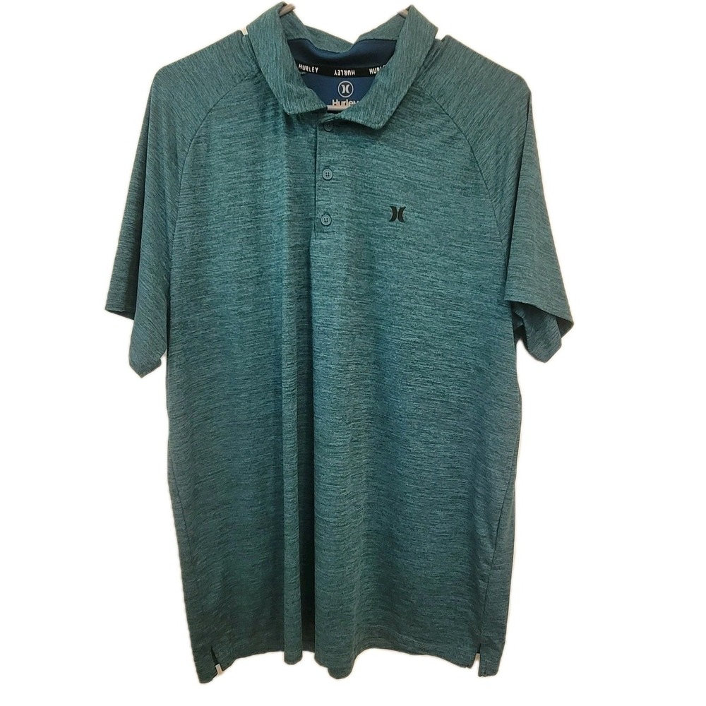 Hurley Polo Shirt Men's XL Heather Green Short Sleeve Performance Golf Athletic